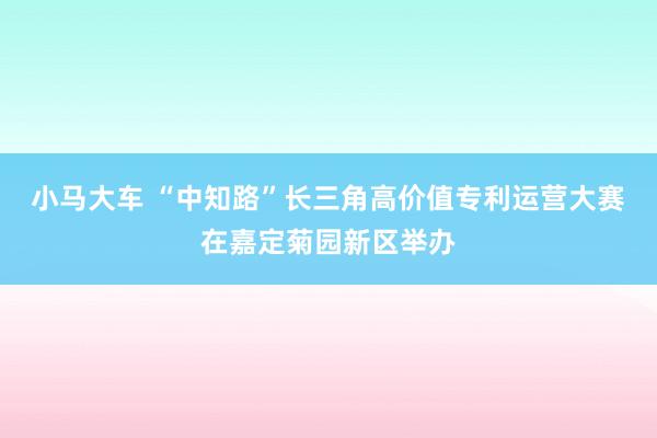 小马大车 “中知路”长三角高价值专利运营大赛在嘉定菊园新区举办