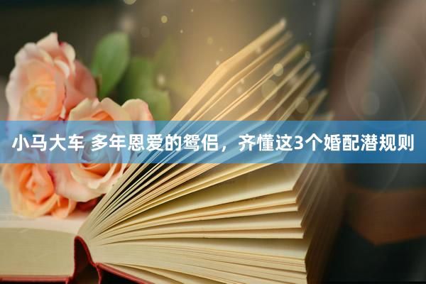 小马大车 多年恩爱的鸳侣，齐懂这3个婚配潜规则