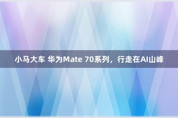 小马大车 华为Mate 70系列，行走在AI山峰