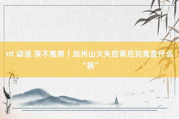 nt 动漫 深不雅察丨加州山火失控背后究竟是什么“祸”