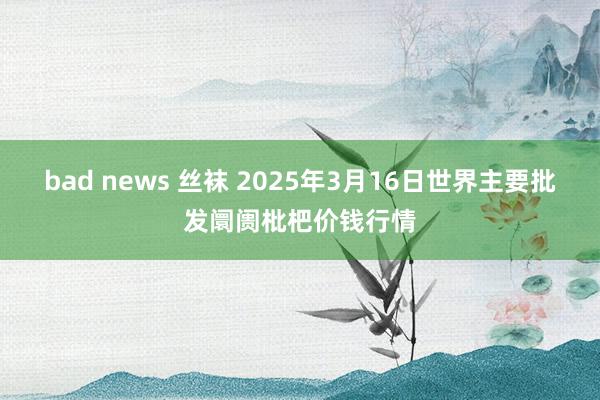 bad news 丝袜 2025年3月16日世界主要批发阛阓枇杷价钱行情