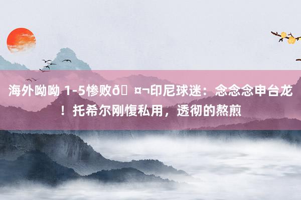 海外呦呦 1-5惨败🤬印尼球迷：念念念申台龙！托希尔刚愎私用，透彻的熬煎