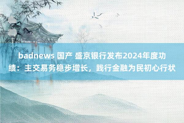 badnews 国产 盛京银行发布2024年度功绩：主交易务稳步增长，践行金融为民初心行状