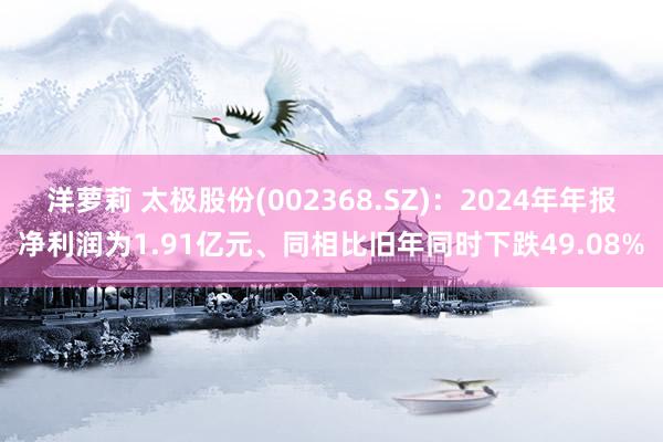 洋萝莉 太极股份(002368.SZ)：2024年年报净利润为1.91亿元、同相比旧年同时下跌49.08%