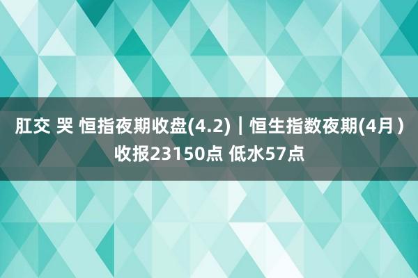 肛交 哭 恒指夜期收盘(4.2)︱恒生指数夜期(4月）收报23150点 低水57点