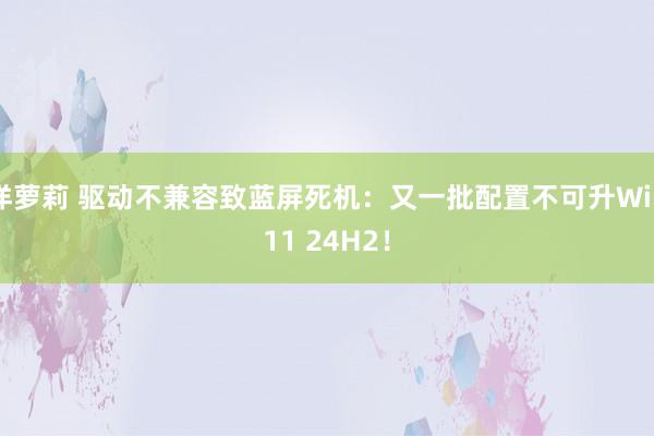 洋萝莉 驱动不兼容致蓝屏死机：又一批配置不可升Win11 24H2！