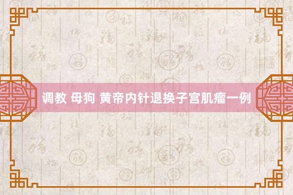 调教 母狗 黄帝内针退换子宫肌瘤一例