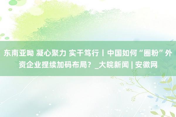 东南亚呦 凝心聚力 实干笃行丨中国如何“圈粉”外资企业捏续加码布局？_大皖新闻 | 安徽网